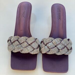 Cape Robbin Purple Braided Sandals with Rhinestones